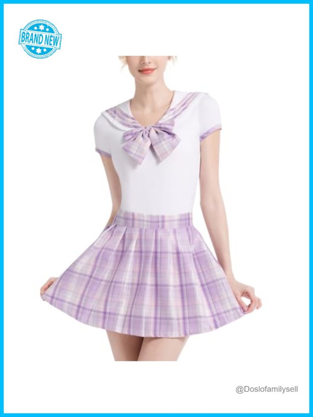 Plaid Matching Set Bodysuit & Pleated Skirt Sleepwear Loungewear